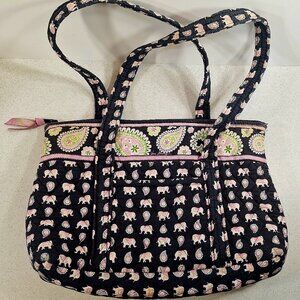 Vera Bradley Purse Shoulder Bag Pink Elephants Paisley